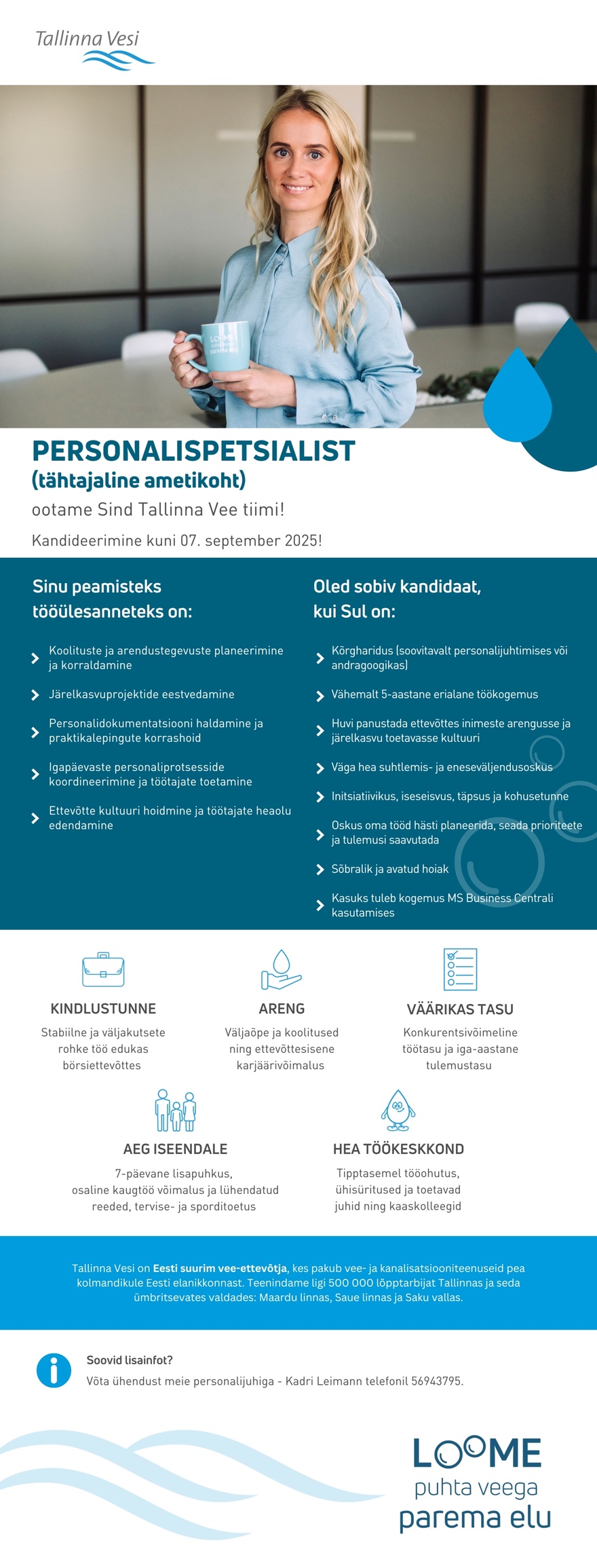 AS Tallinna Vesi Personalispetsialist (tähtajaline)
