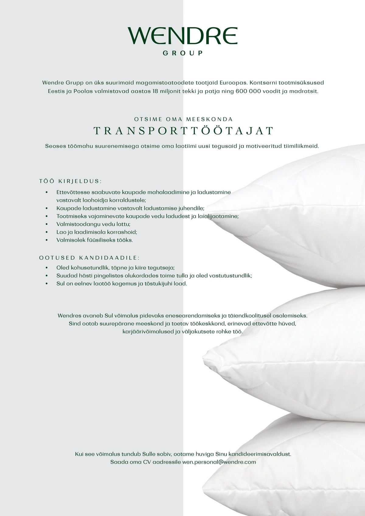 Wendre AS Transporttöötaja