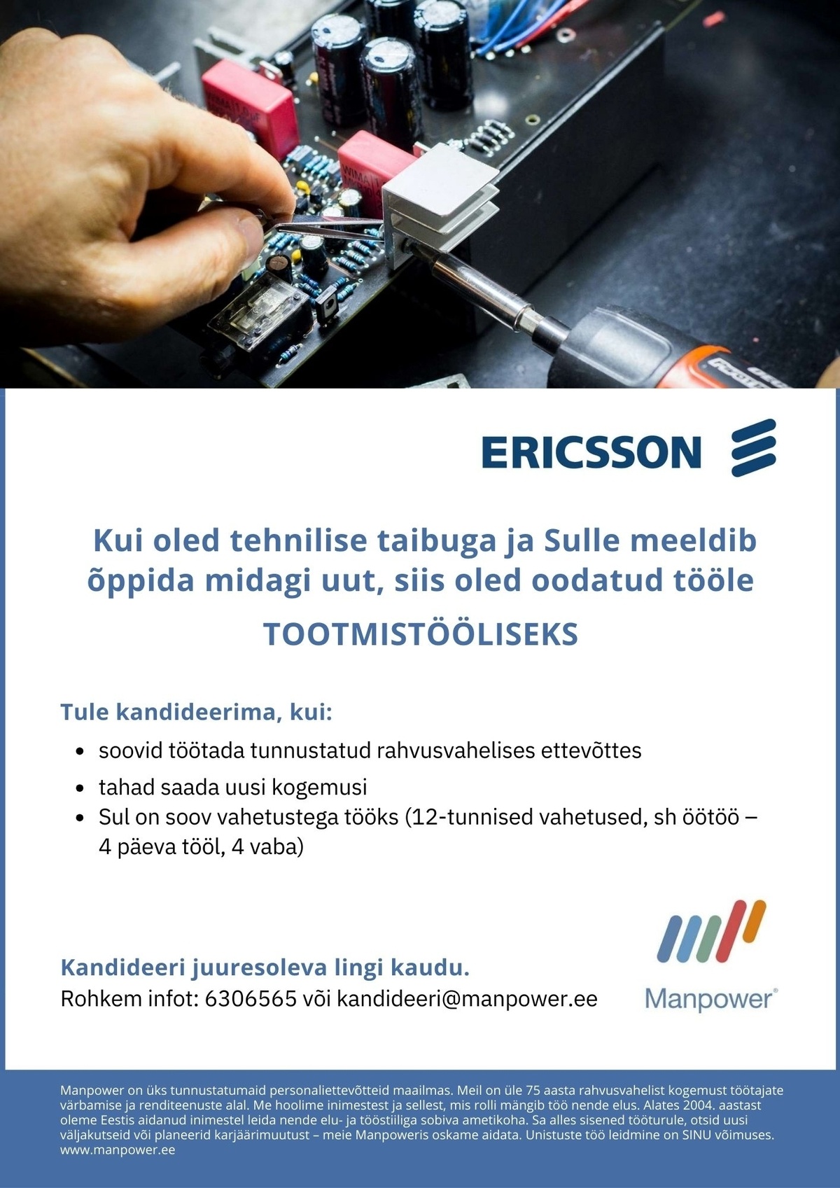 Manpower OÜ Tootmistööline