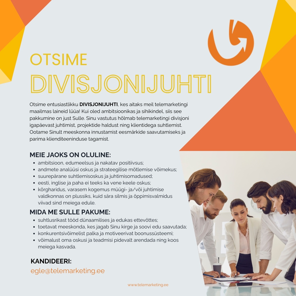 Müügimeistrite AS Telemarketingi divisjonijuht