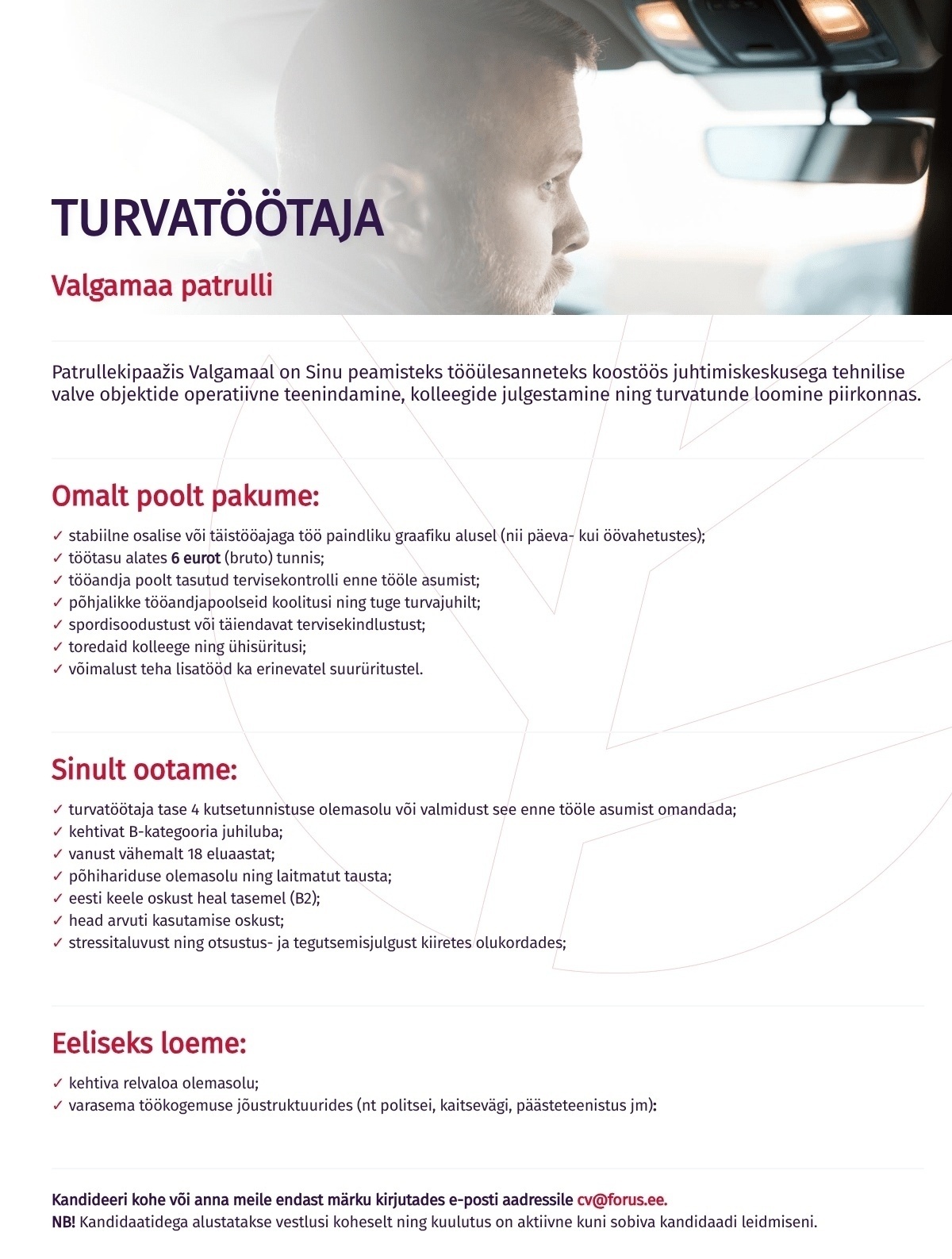 Forus Security AS Turvatöötaja Valgamaa patrulli