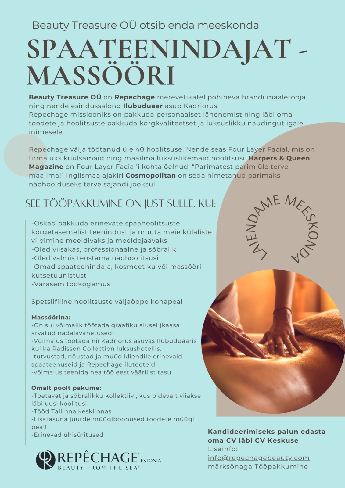 BEAUTY TREASURE OÜ SPA Teenindaja / Massöör