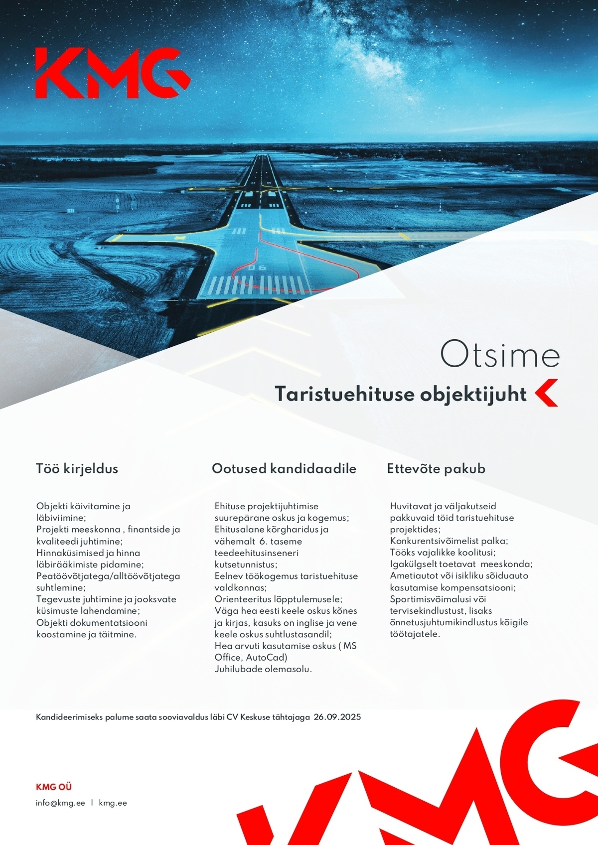 KMG OÜ Taristuehituse OBJEKTIJUHT