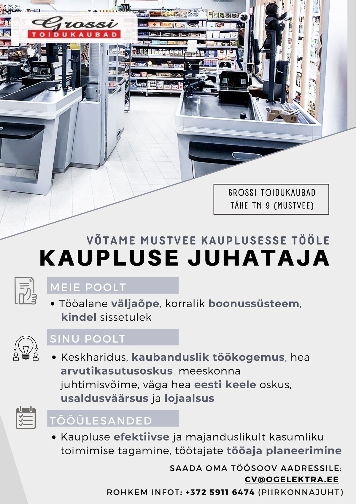 OG Elektra AS Kaupluse juhataja (Mustvee)