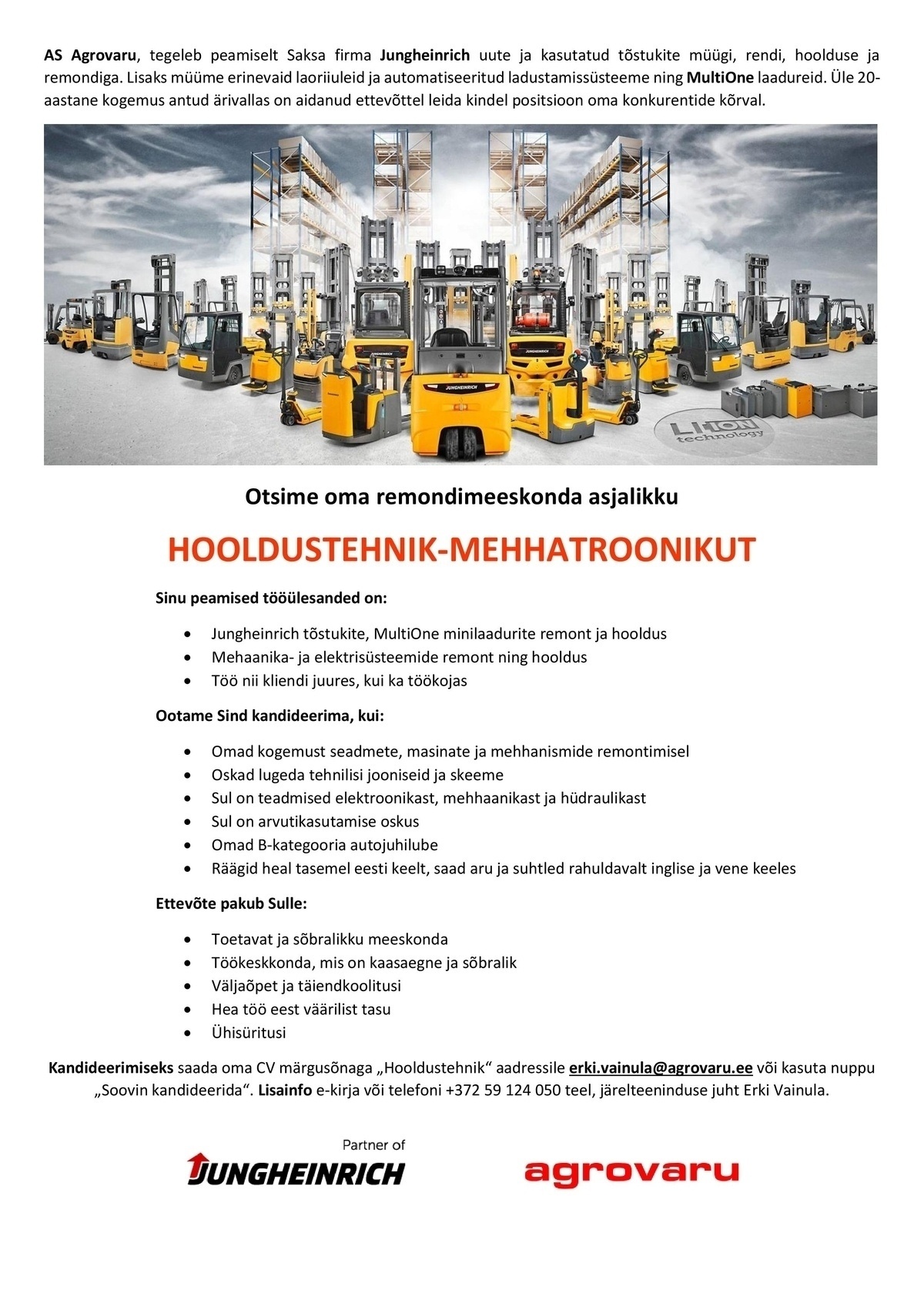 Agrovaru AS Hooldustehnik - Mehhatroonik