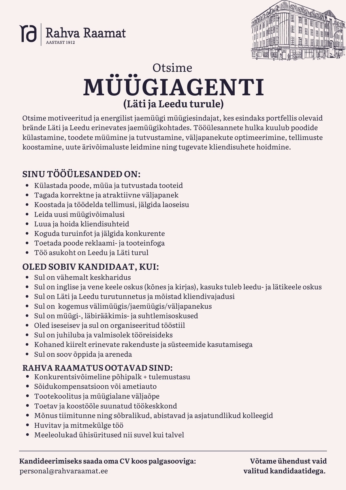 Rahva Raamat AS Müügiagent