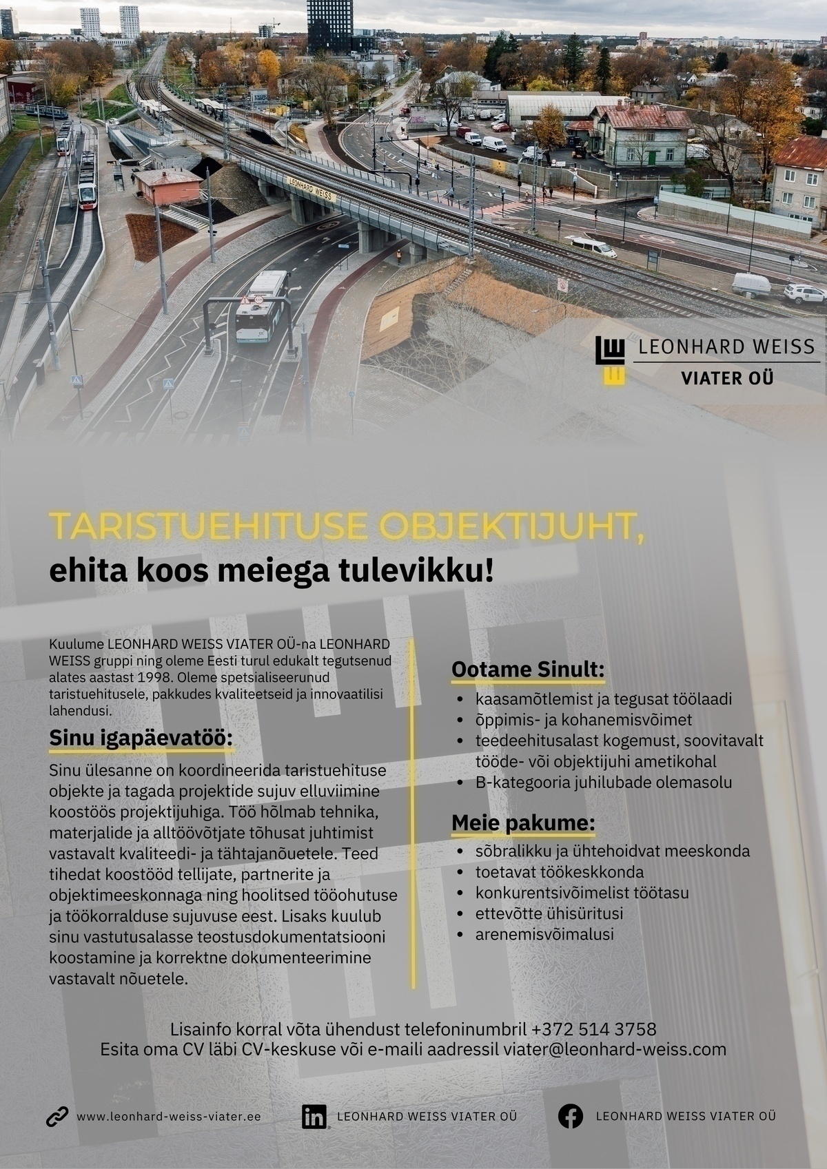 LEONHARD WEISS VIATER OÜ Taristuehituse objektijuht