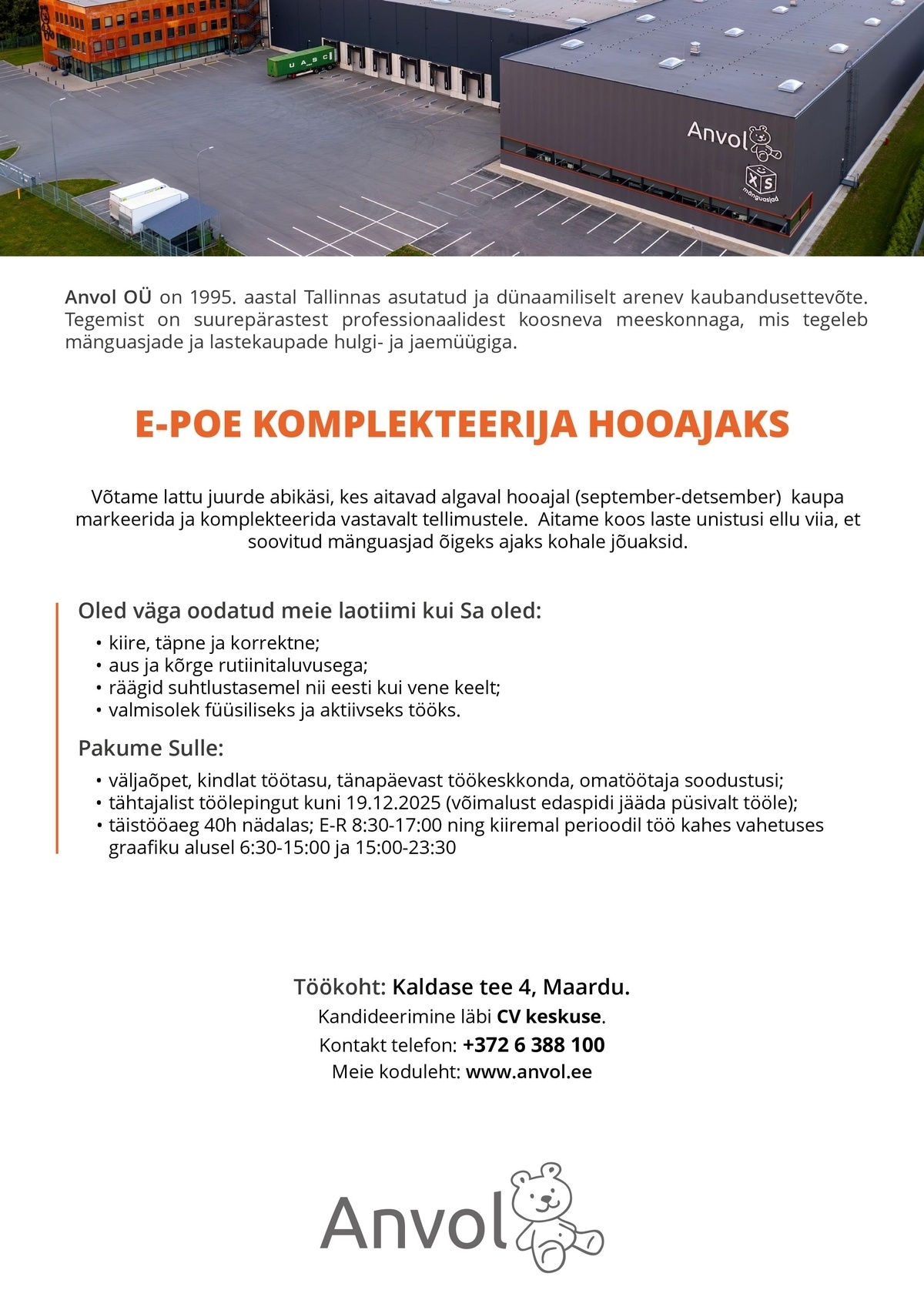 Anvol OÜ E-POE KOMPLEKTEERIJA HOOAJAKS