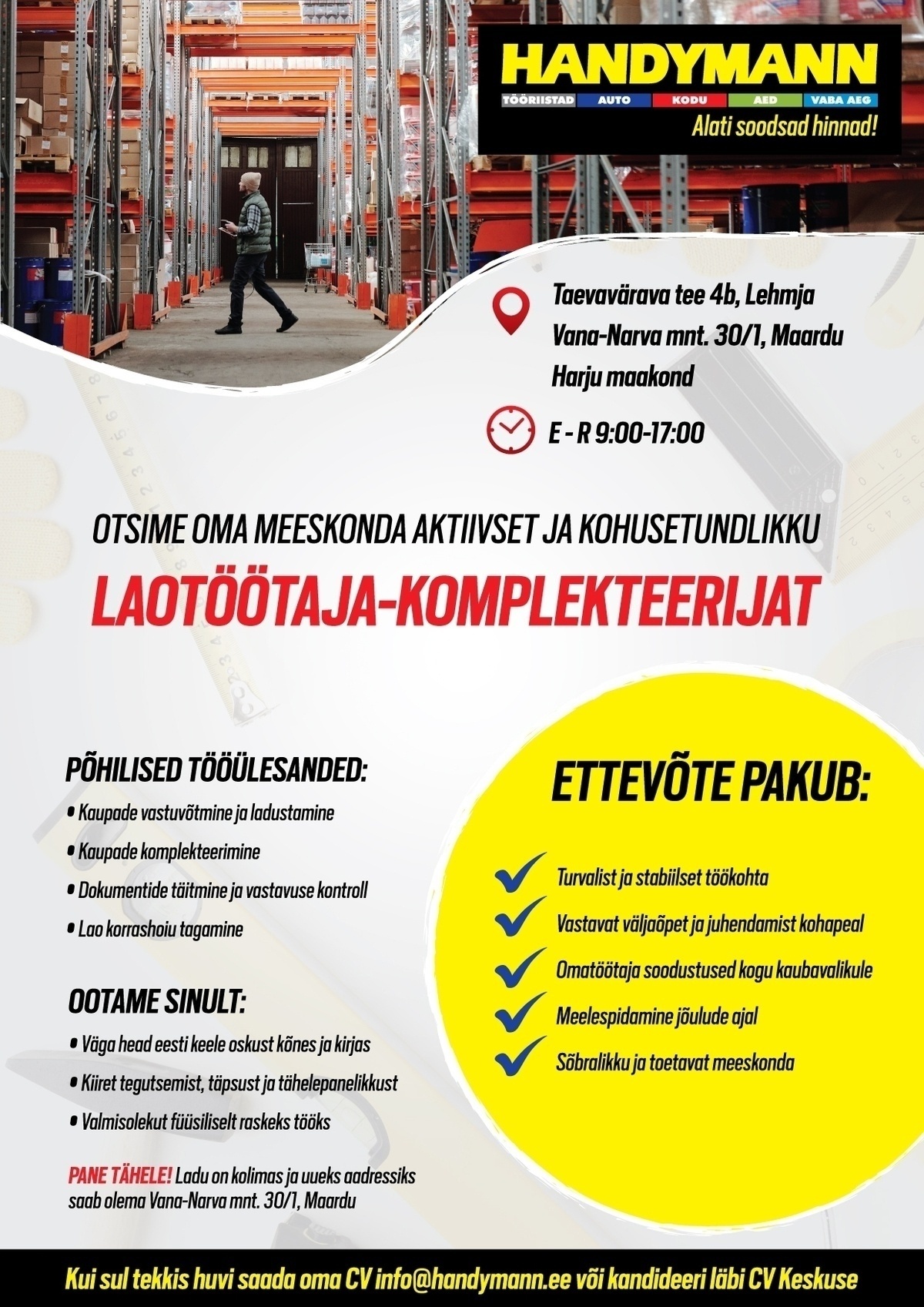 Handymann OÜ Laotöötaja-komplekteerija