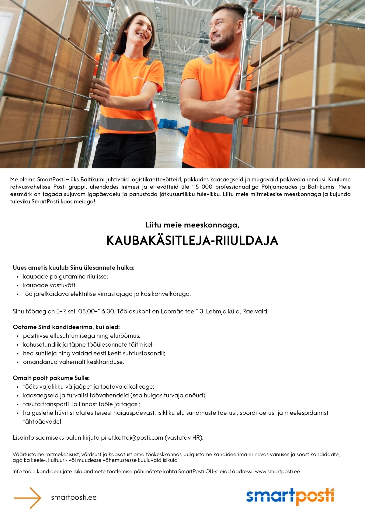 SmartPosti OÜ Kaubakäsitleja-riiuldaja