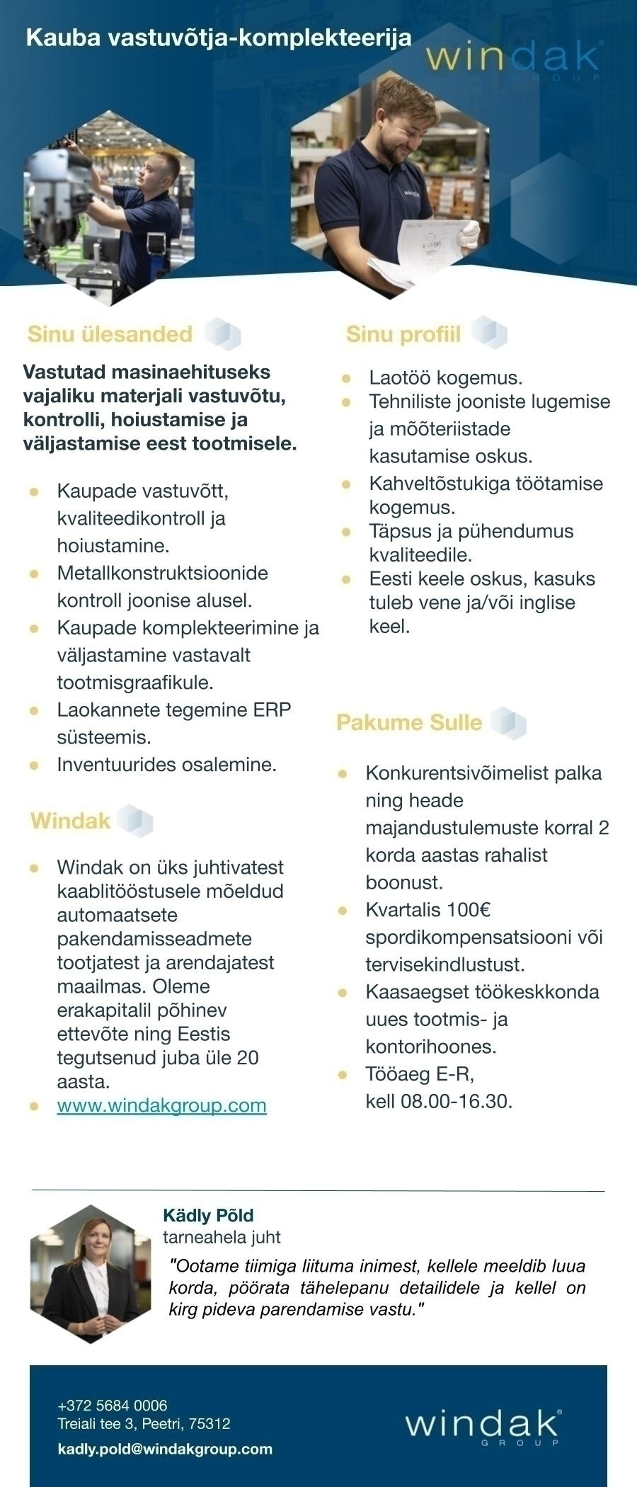 Windak OÜ Kauba vastuvõtja-komplekteerija