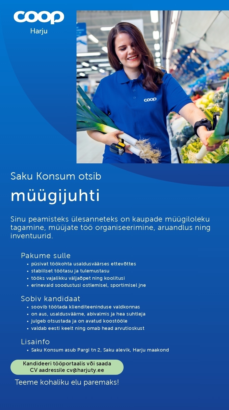 Harju Tarbijate Ühistu Müügijuht Saku Konsumisse (Coop Harju)