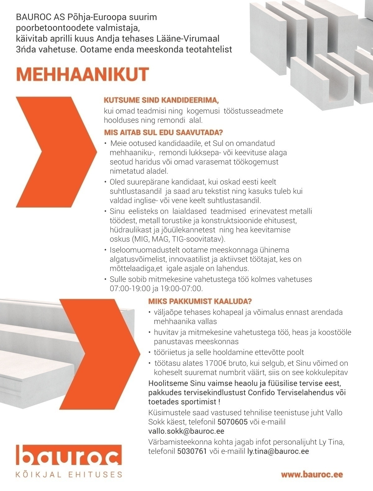 BAUROC AS MEHHAANIK - tule tööle Andja tehasesse