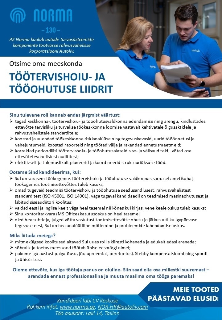 Norma AS Töötervishoiu- ja tööohutuse liider