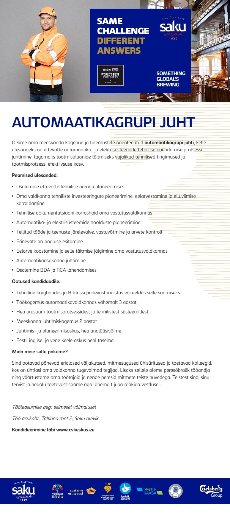 Saku Õlletehase AS Automaatikagrupi juht