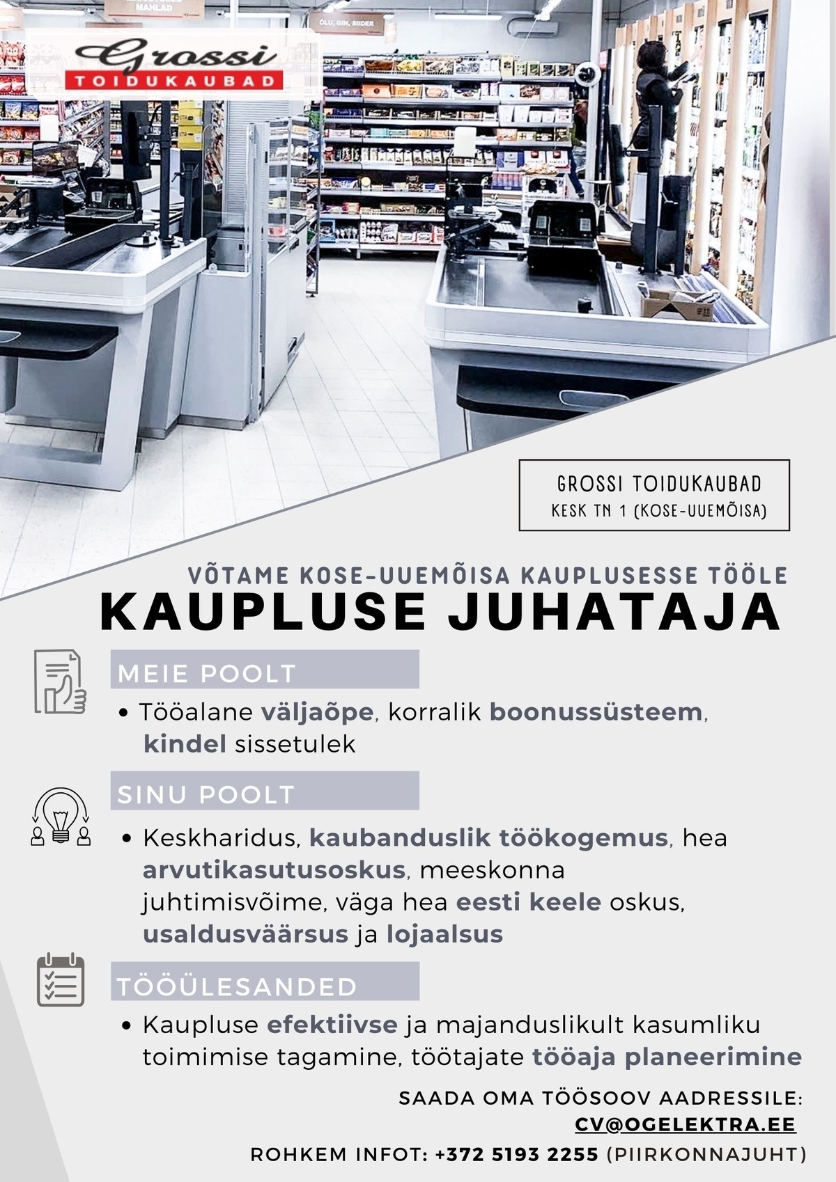 OG Elektra AS Kaupluse juhataja (Kose-Uuemõisa)