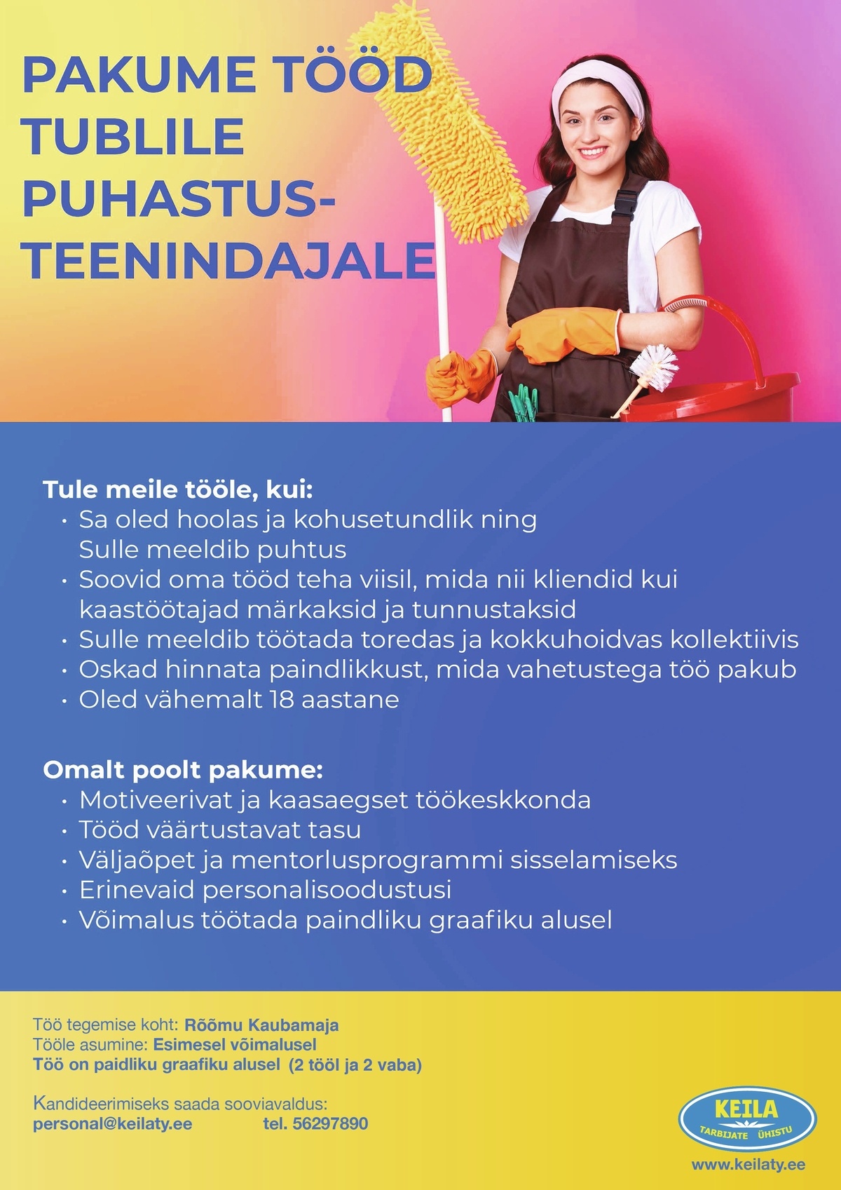 Keila Tarbijate Ühistu Puhastusteenindaja Rõõmu Kaubamajja