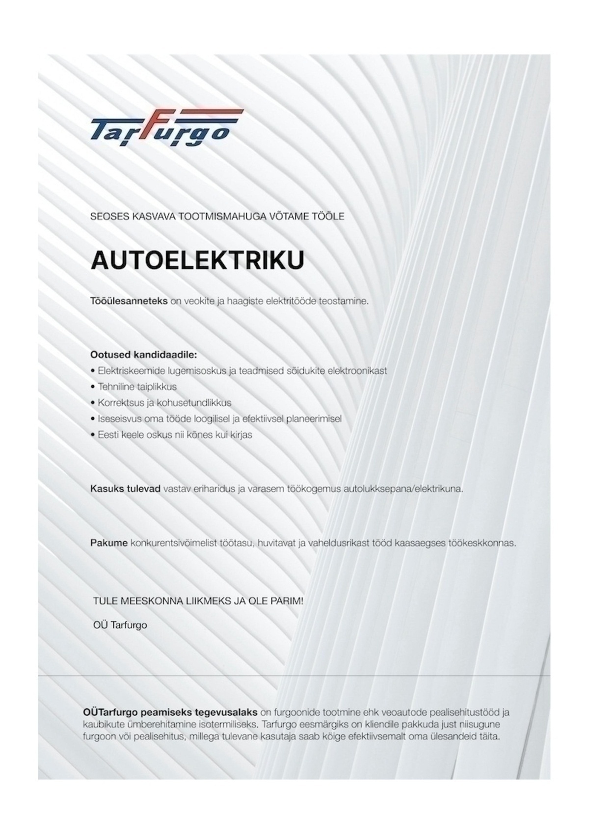 Tarfurgo OÜ Autoelektrik