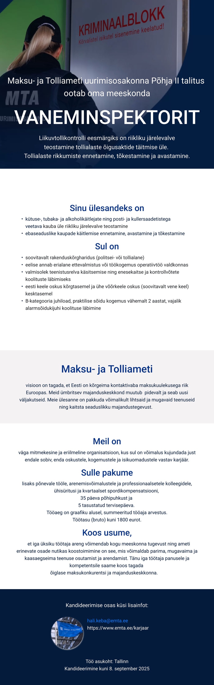 Maksu- ja Tolliamet Vaneminspektor