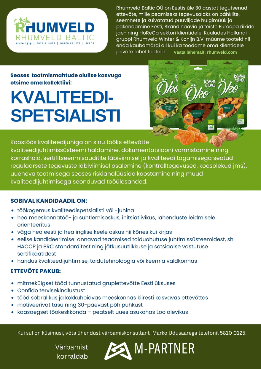 M-Partner HR Kvaliteedispetsialist