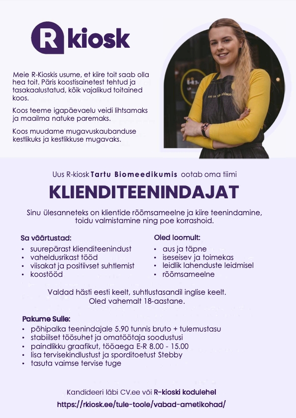 Reitan Convenience Estonia AS Tartu Biomeedikumi R-kioski klienditeenindaja