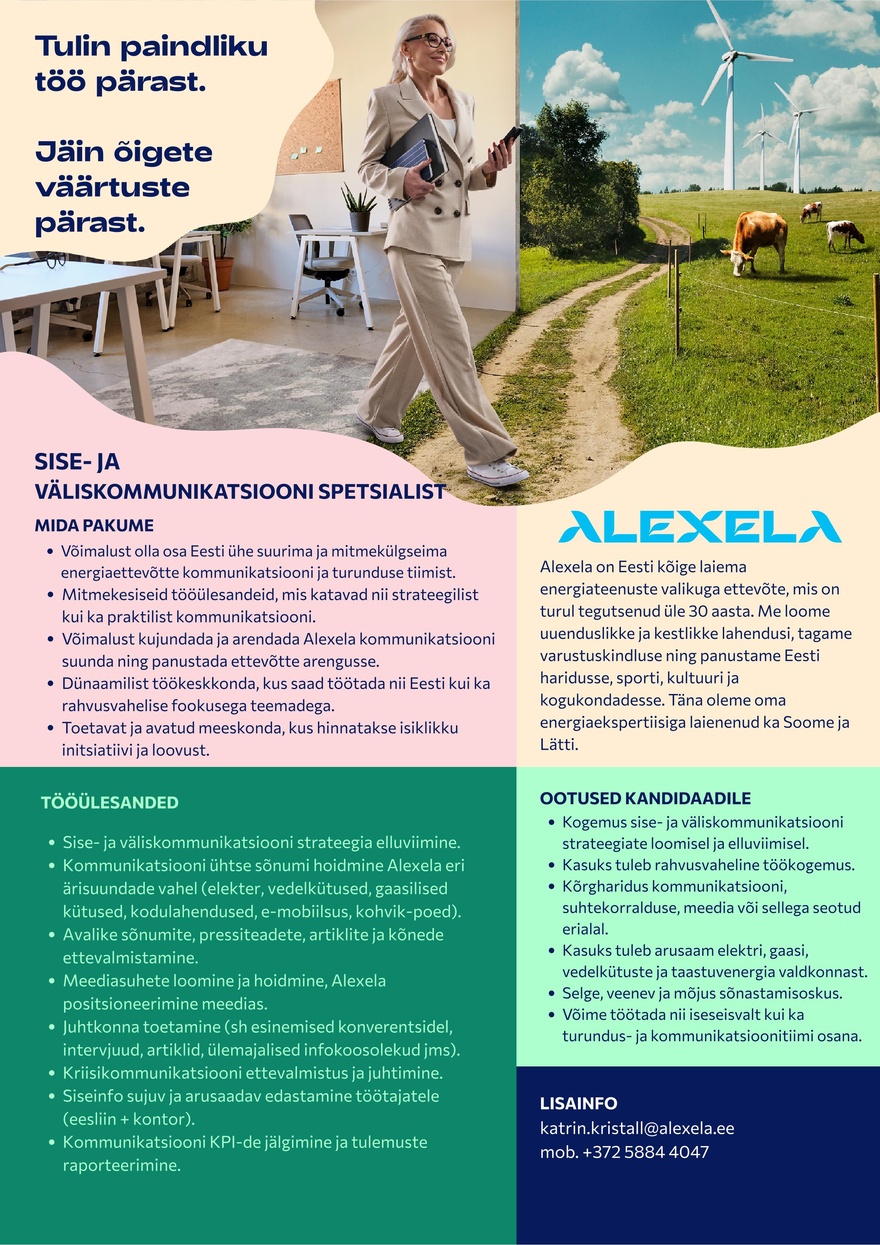 AS Alexela Sise- ja väliskommunikatsiooni spetsialist