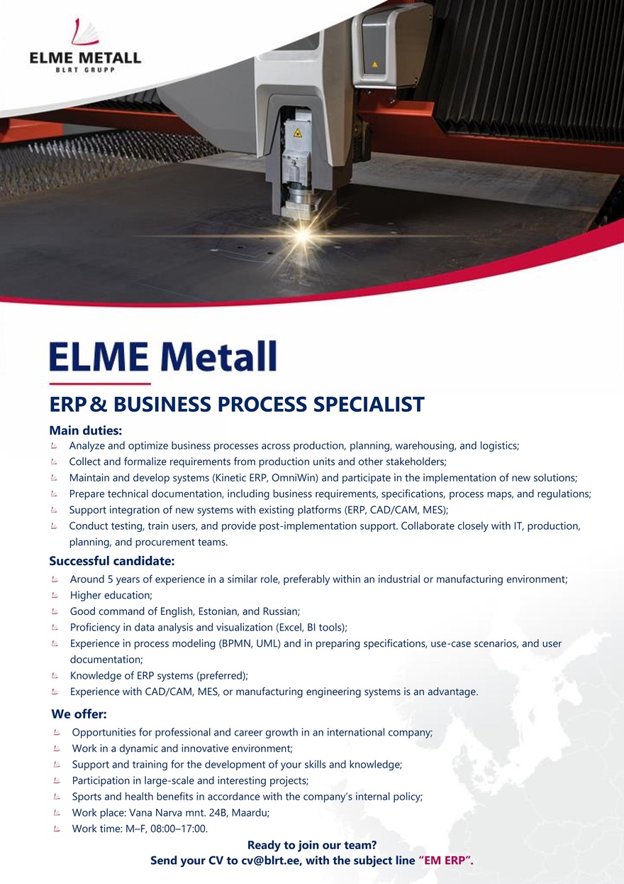 Elme Metall ERP & business process specialist
