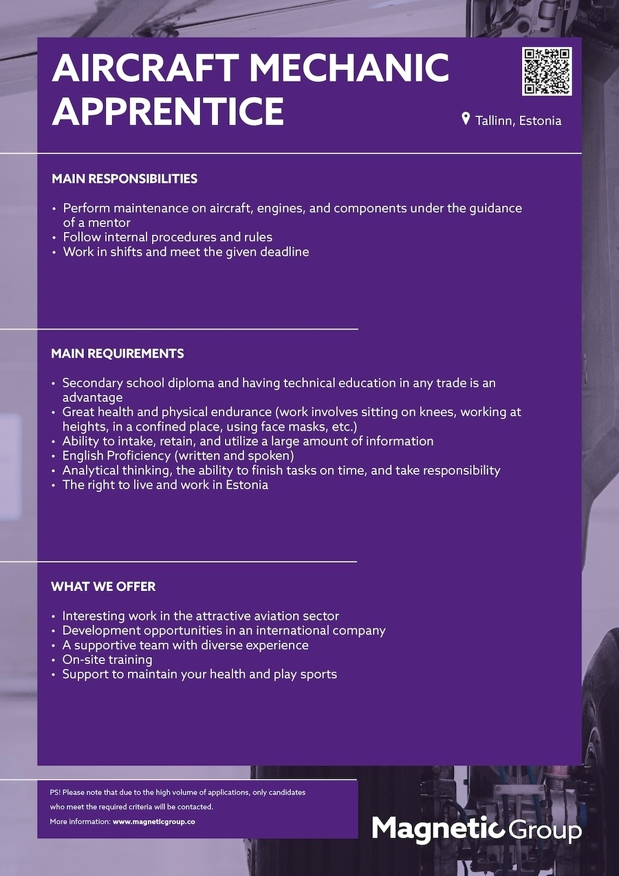 Magnetic MRO AS Aircraft Mechanic Apprentice