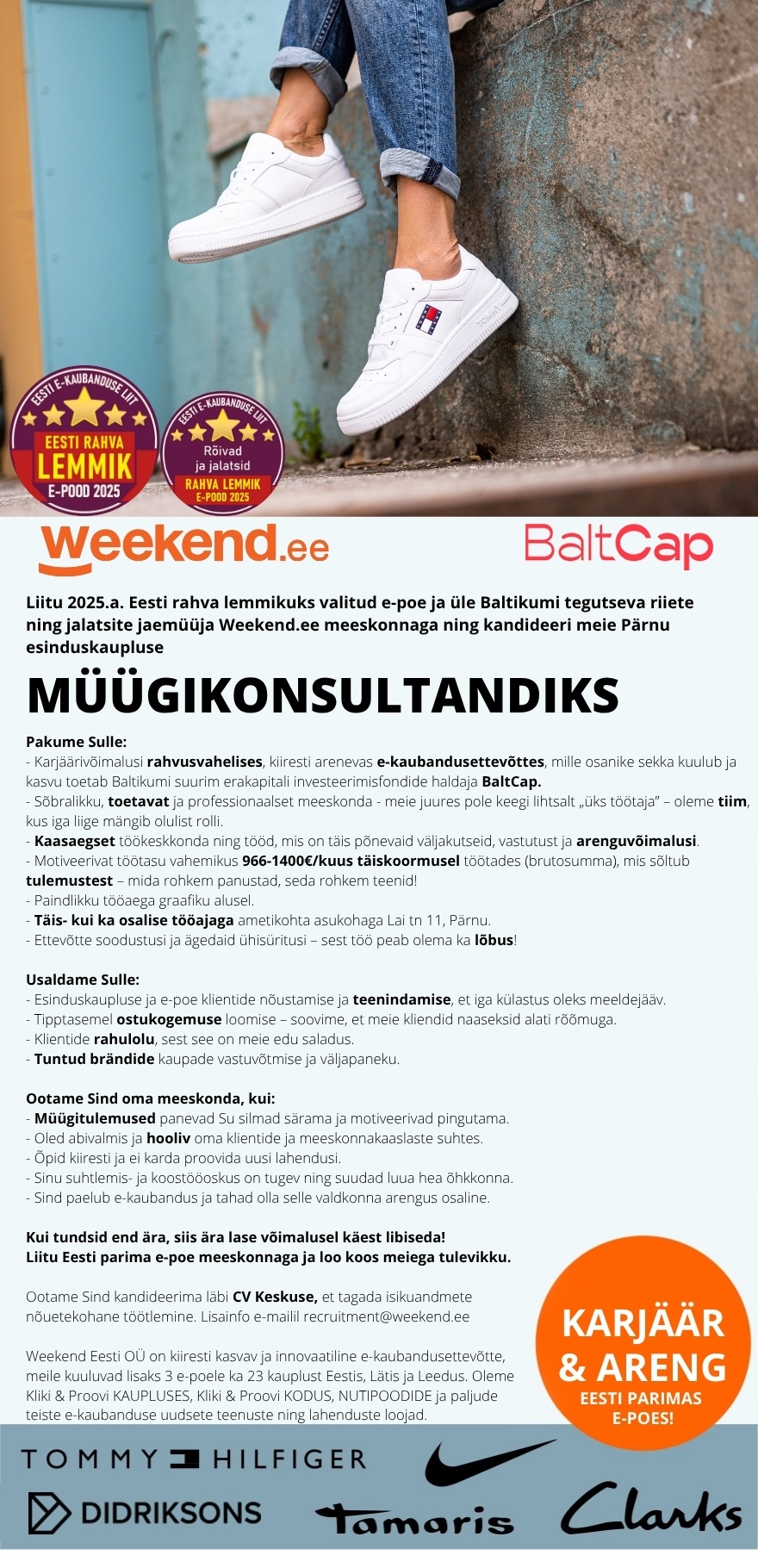 Weekend Eesti OÜ HUVITAV TÖÖ & TOETAV MEESKOND - MÜÜGIKONSULTANT Pärnu esindusse