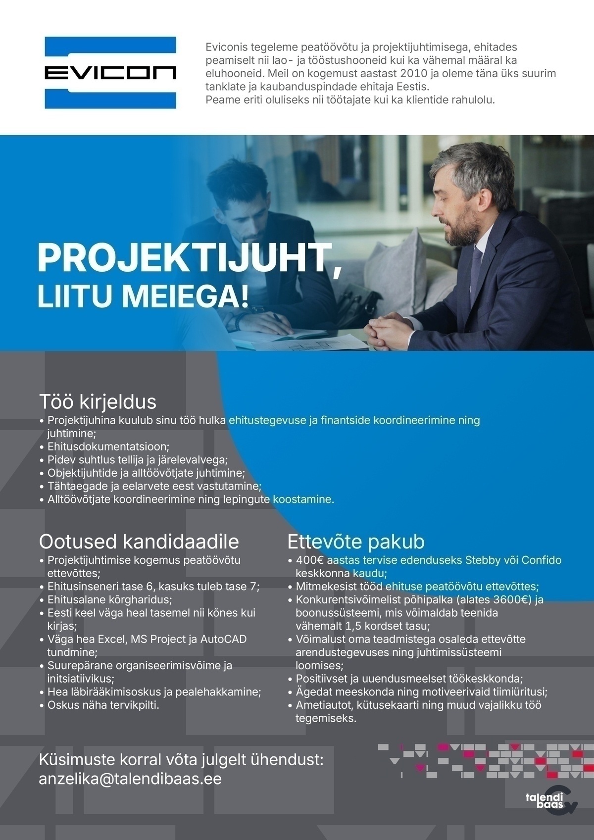 Evicon Ehitus OÜ Projektijuht