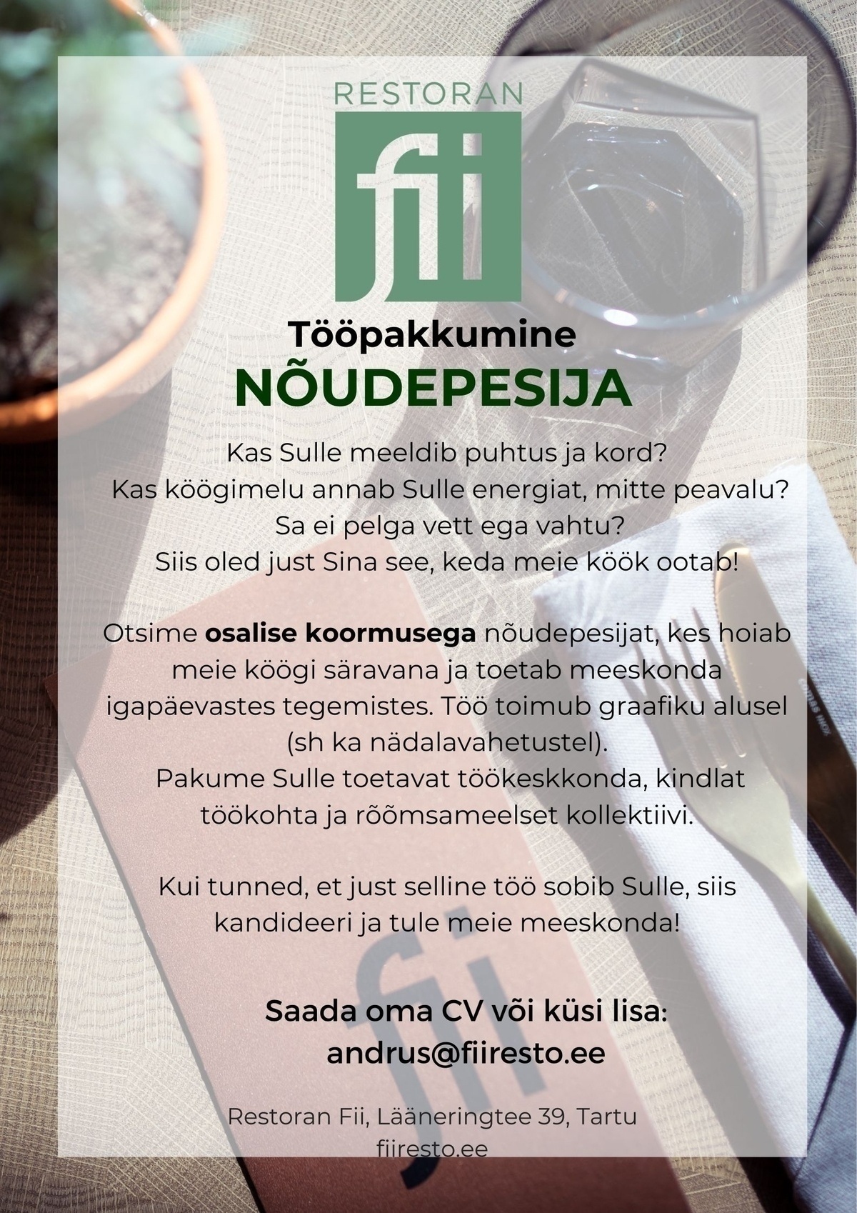 Premier Hotels OÜ Nõudepesija