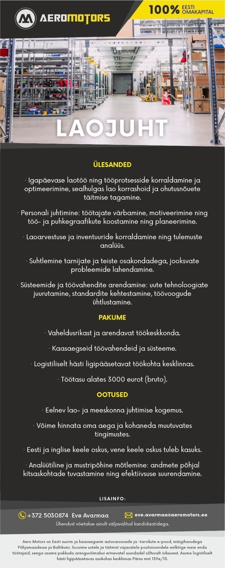 Aero Motors OÜ LAOJUHT