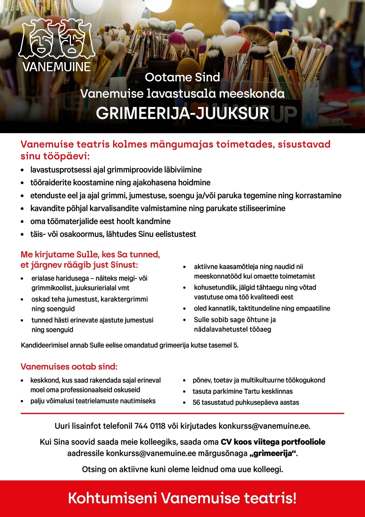 SA TEATER VANEMUINE Grimeerija - juuksur