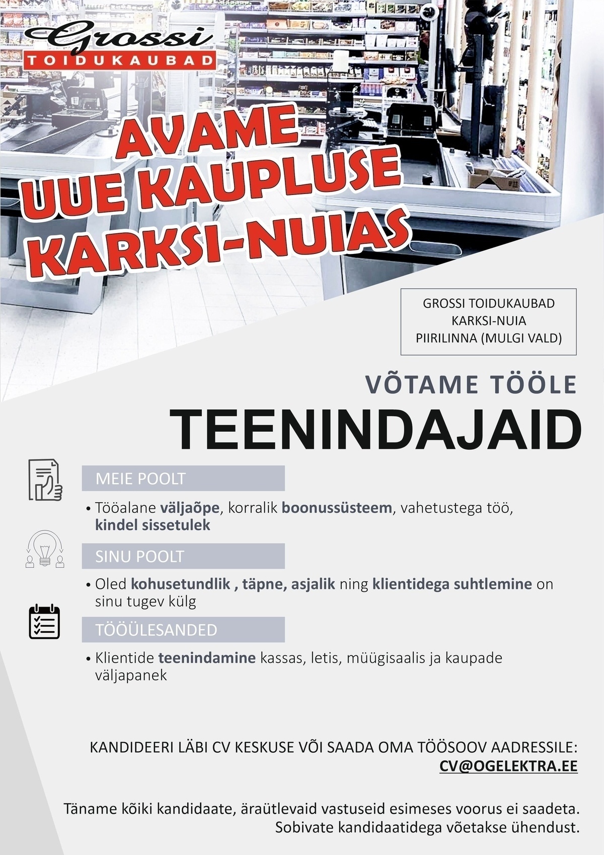OG Elektra AS Teenindajad (UUS kauplus Karksi-Nuias)
