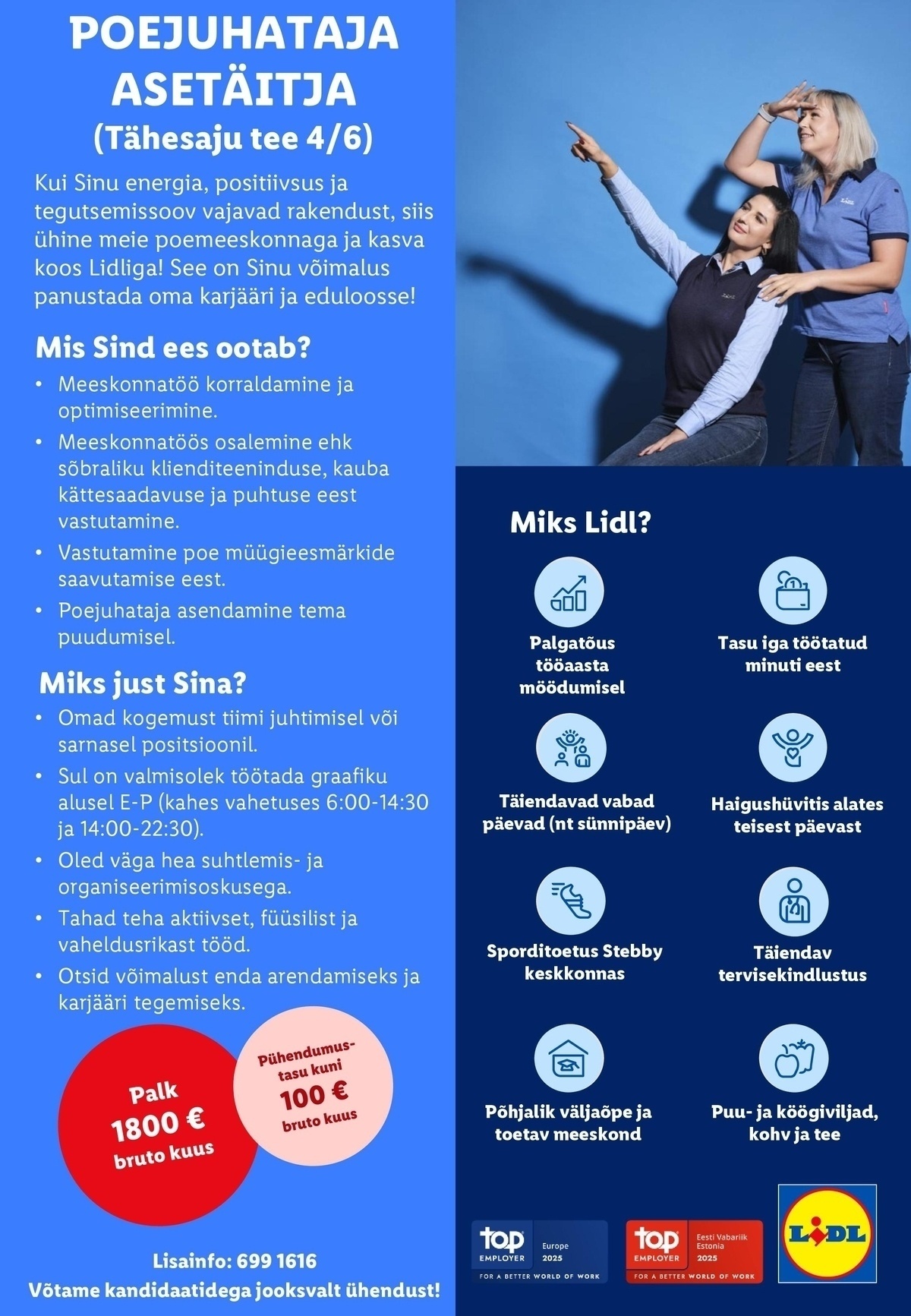 Lidl Eesti OÜ Poejuhataja asetäitja (Tähesaju tee 4/6)