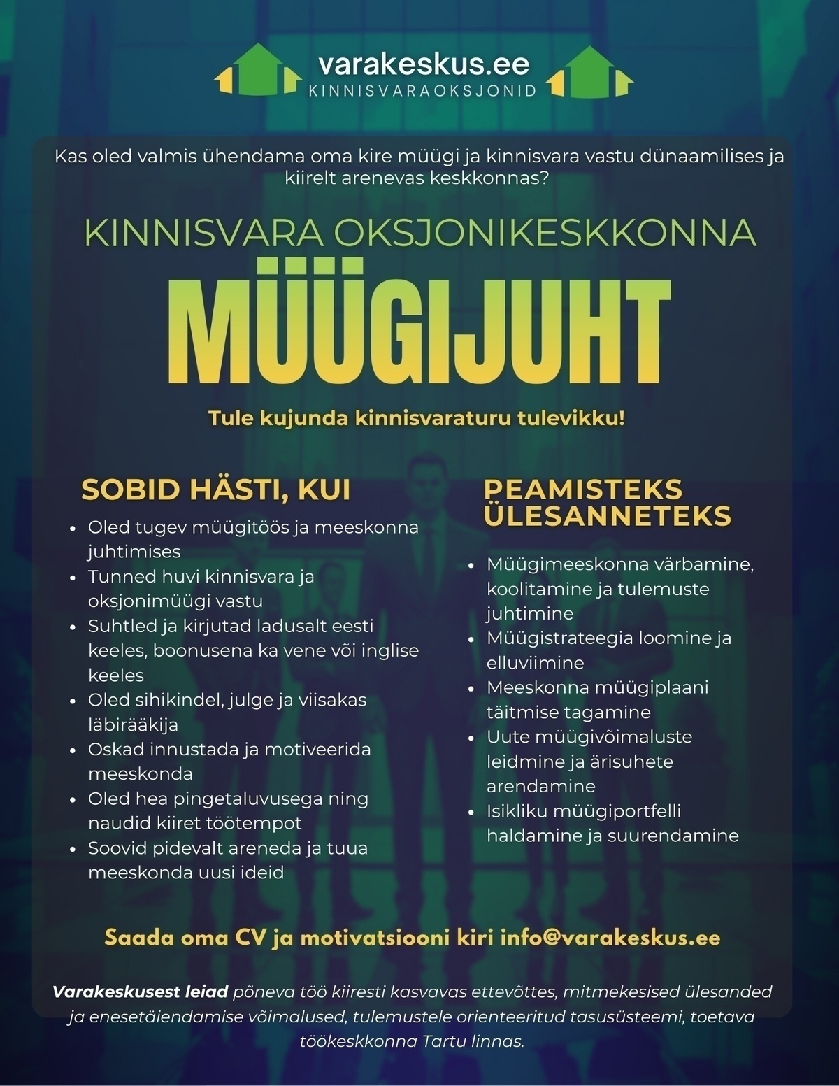 Varakeskus OÜ Kinnisvaraoksjoni platvormi Müügijuht