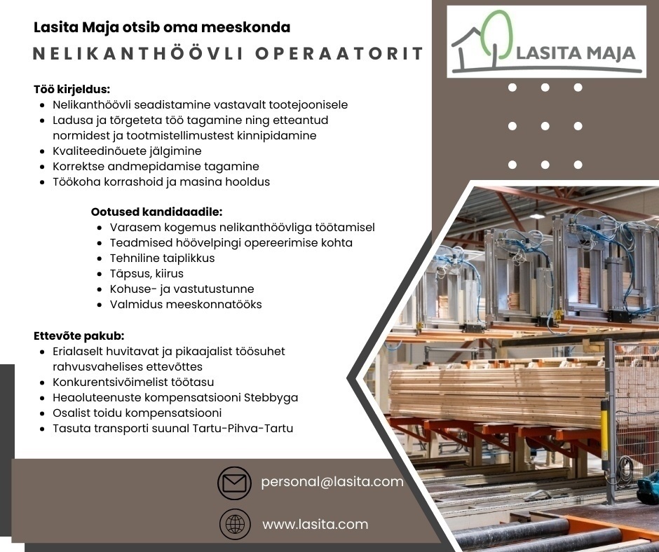 Lasita Maja OÜ Nelikanthöövli operaator