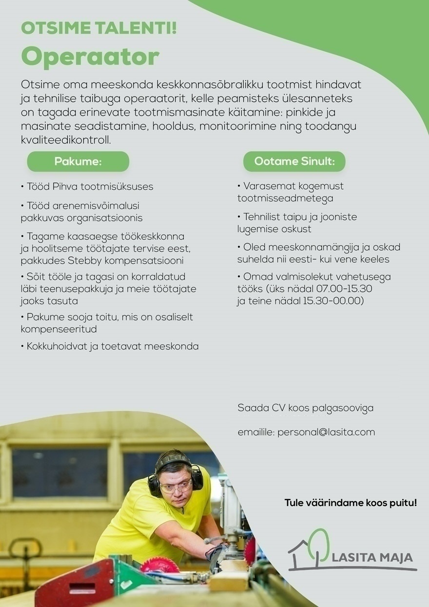 Lasita Maja OÜ Puidupingi operaator