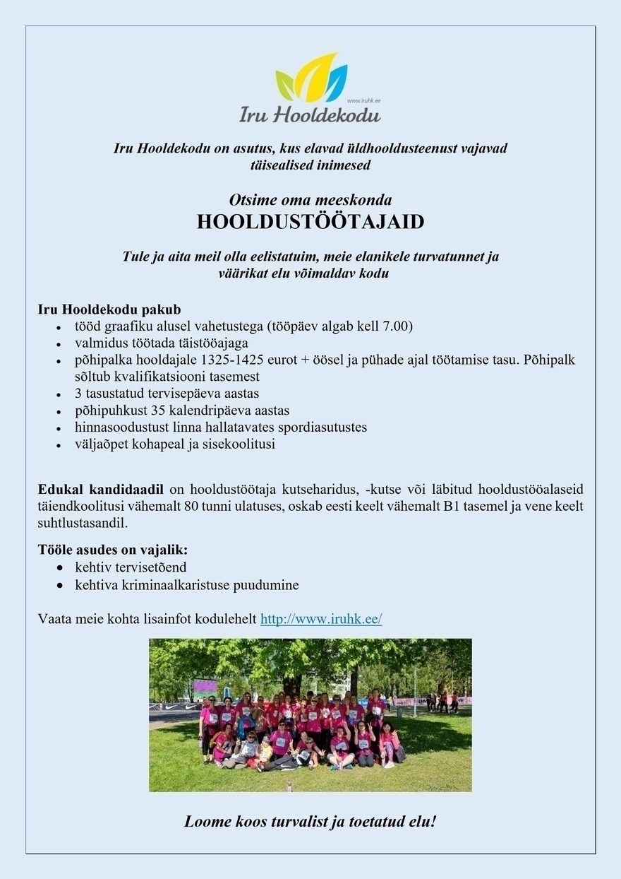 Iru Hooldekodu Hooldustöötaja