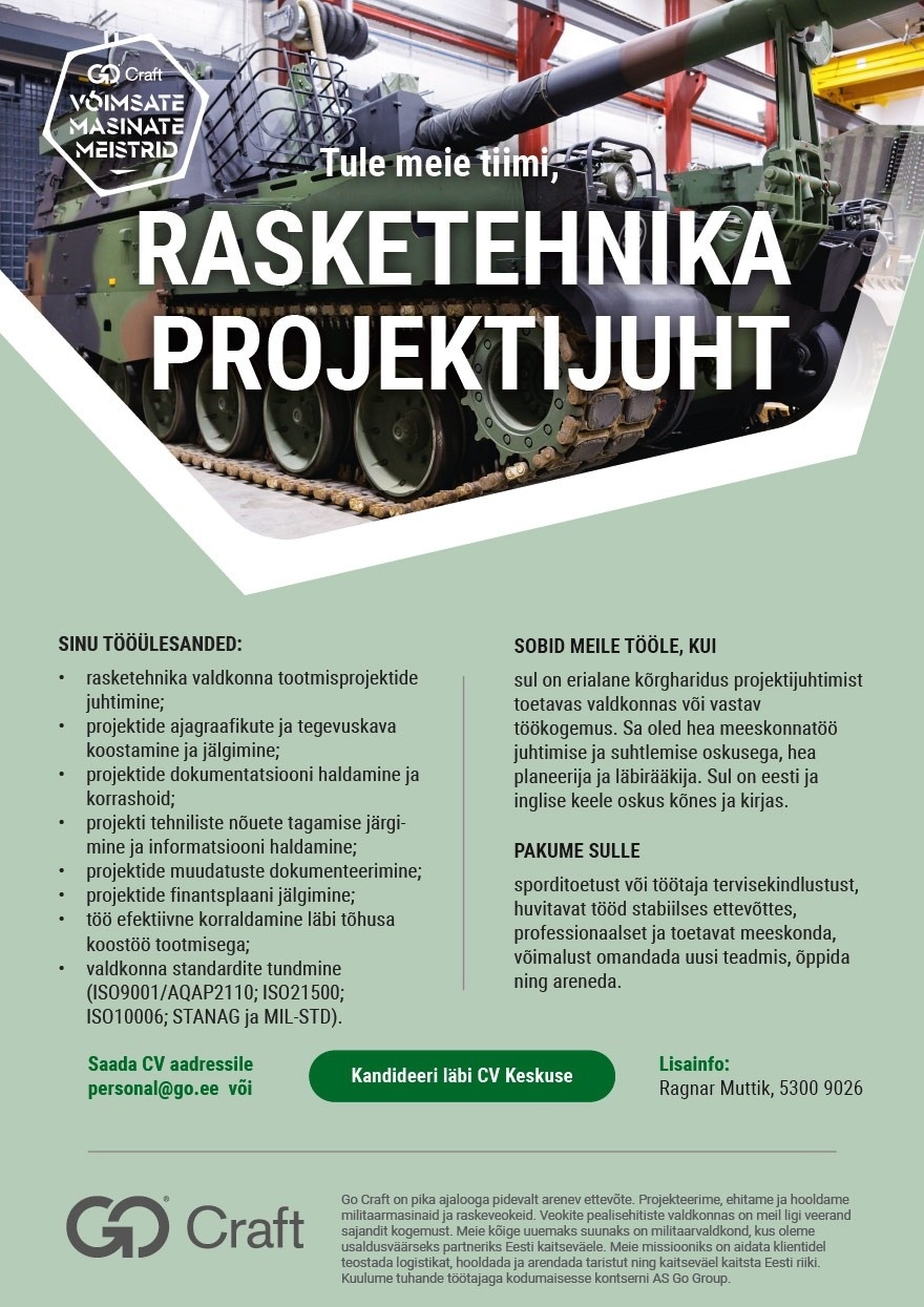 OÜ GoCraft Rasketehnika projektijuht