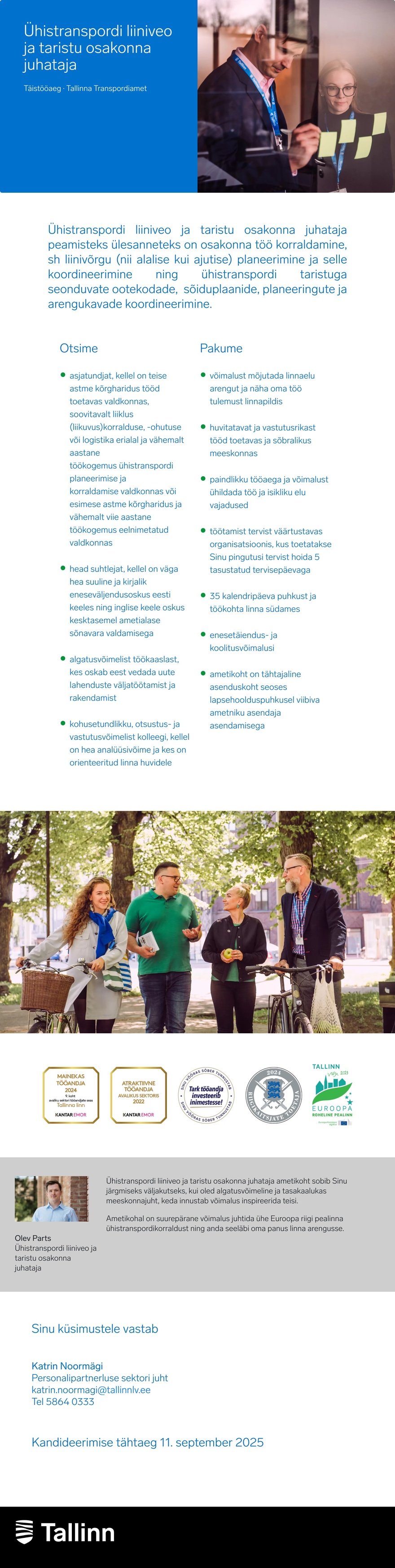 Tallinna Transpordiamet Ühistranspordi liiniveo ja taristu osakonna juhataja