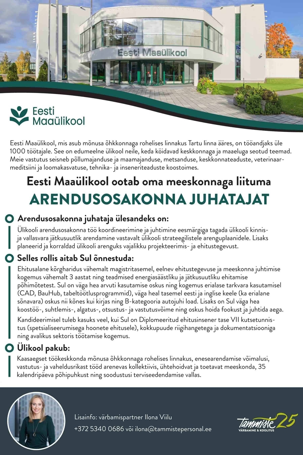 Eesti Maaülikool Arendusosakonna juhataja