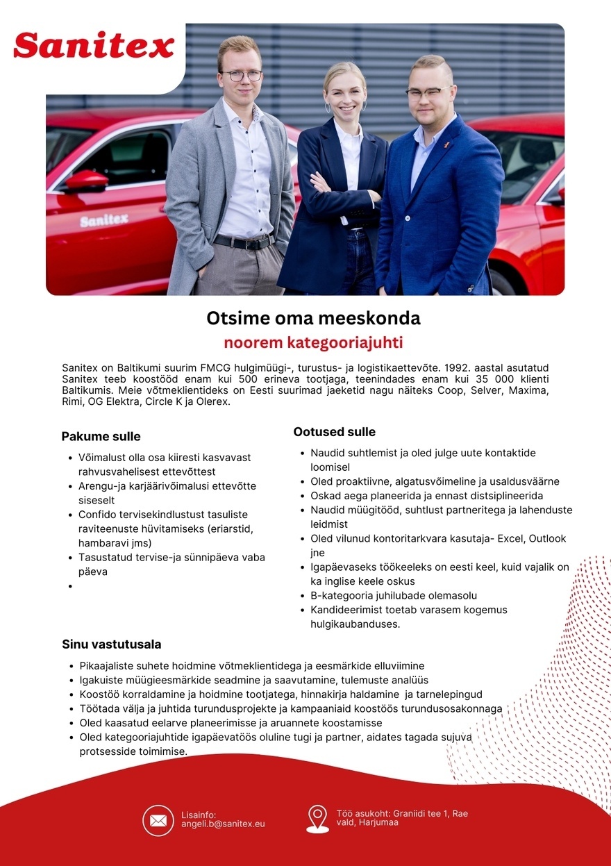 Sanitex OÜ Noorem kategooriajuht