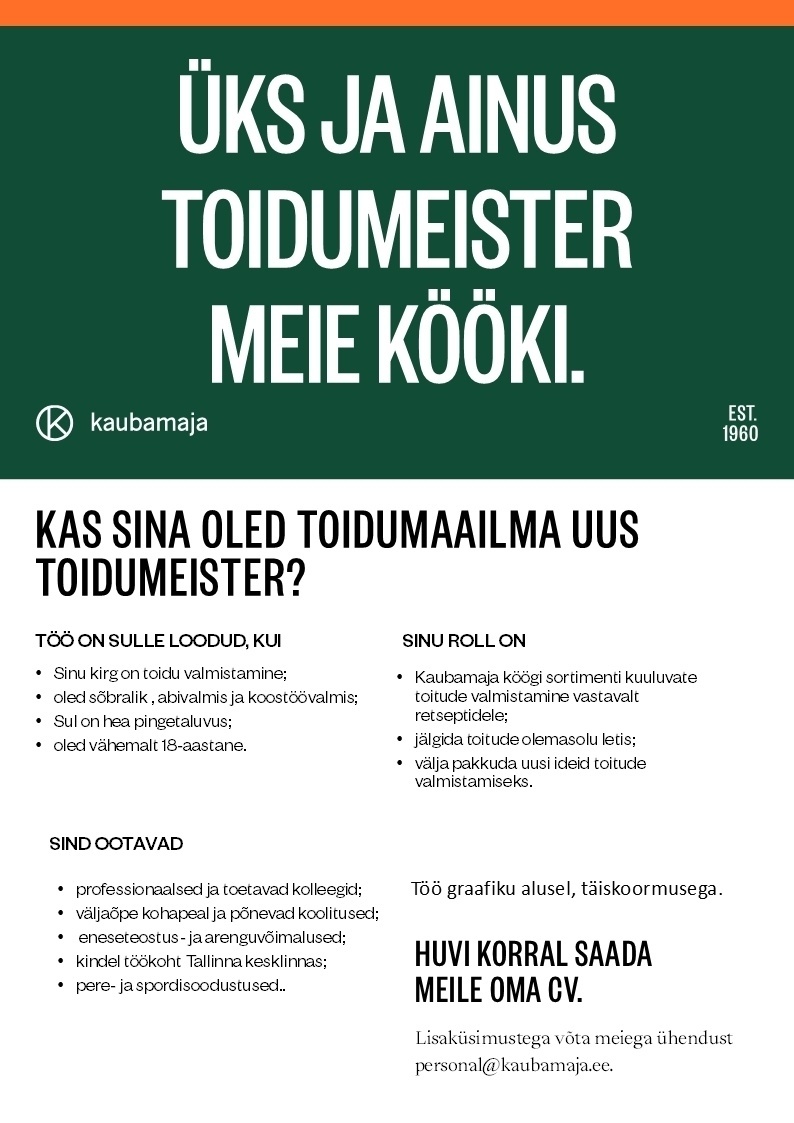 Kaubamaja Toidumaailma toidumeister