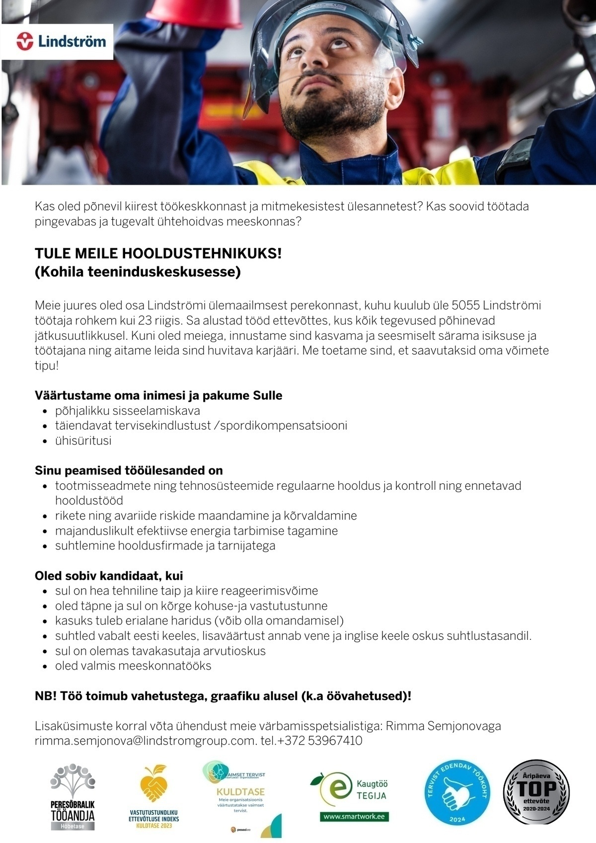 Lindström OÜ Hooldustehnik Kohila teeninduskeskusesse