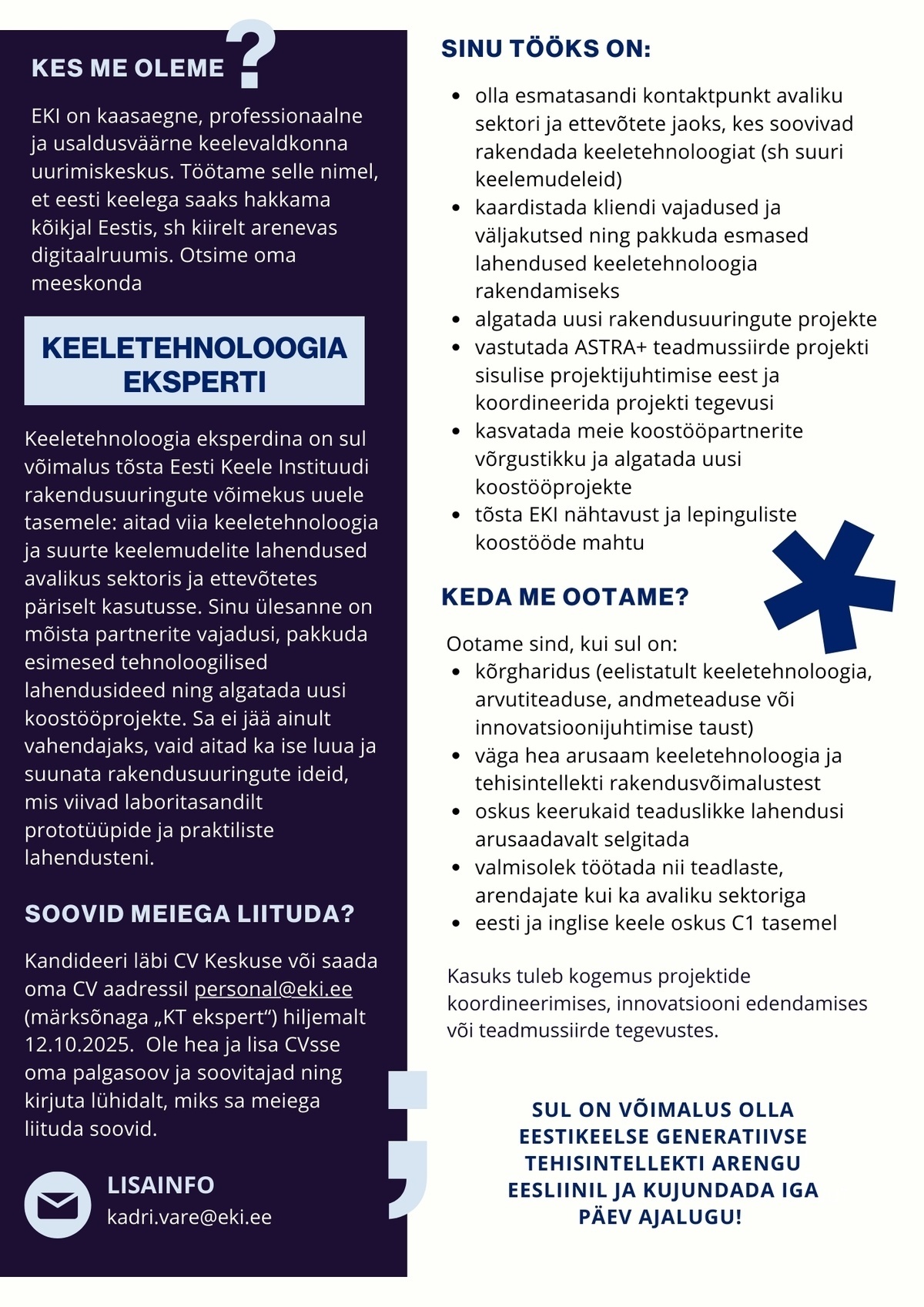 Eesti Keele Instituut Keeletehnoloogia ekspert