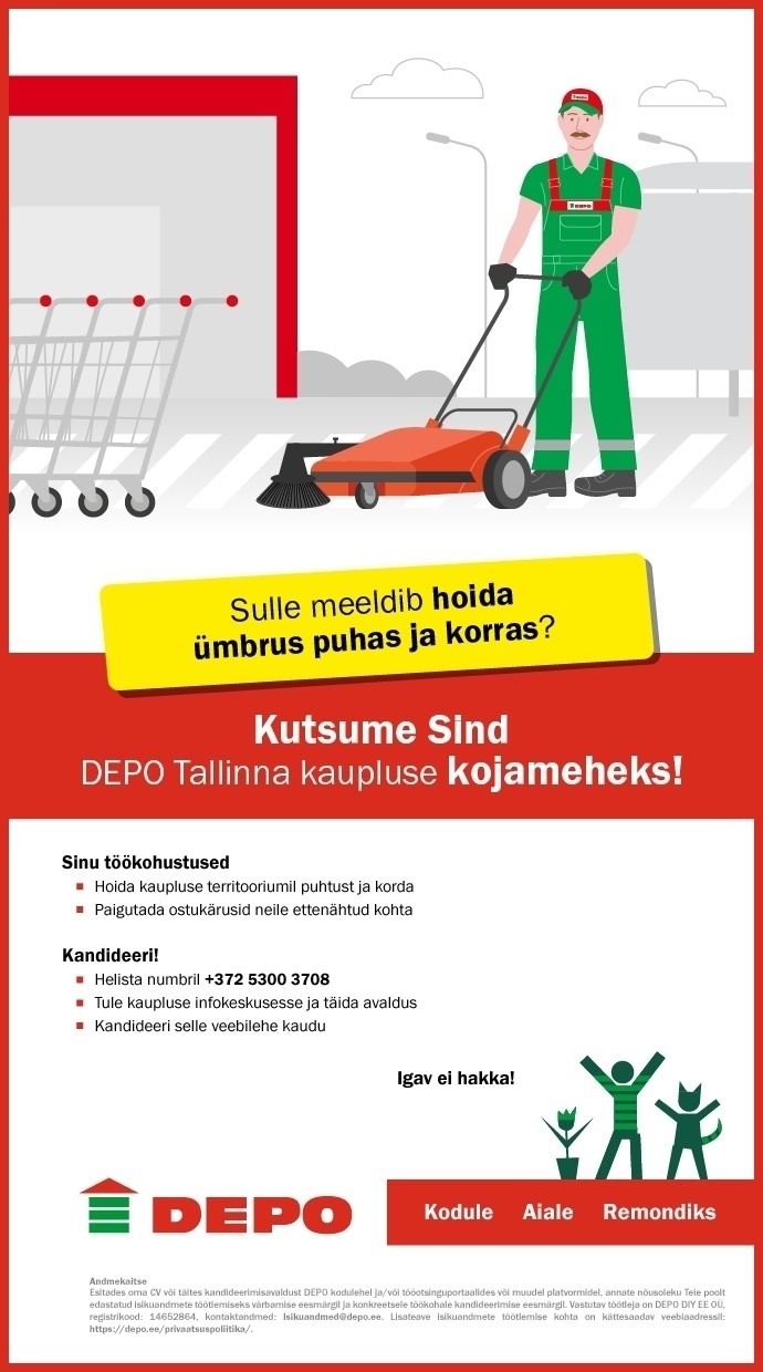 DEPO DIY EE OÜ Kutsume Sind DEPO Tallinna kaupluse kojameheks!