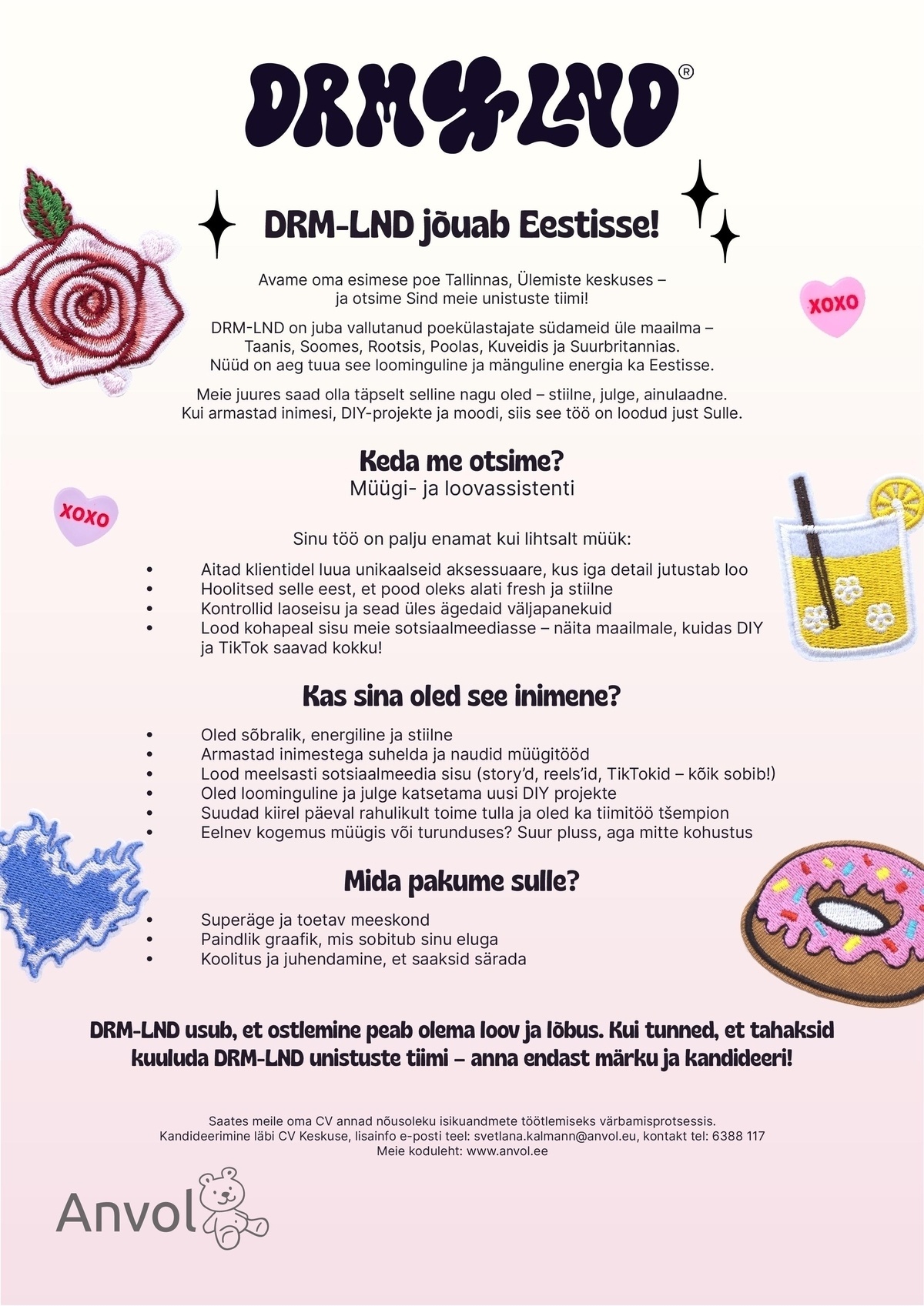 Anvol OÜ DRM-LND kaupluse Müügi- ja loovassistent