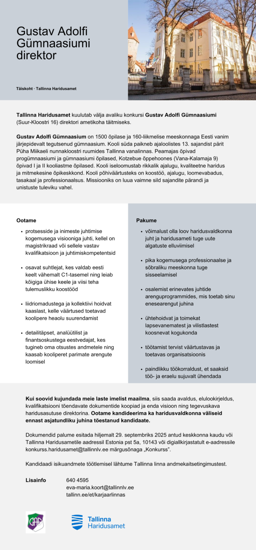 Tallinna Haridusamet Gustav Adolfi Gümnaasiumi direktor