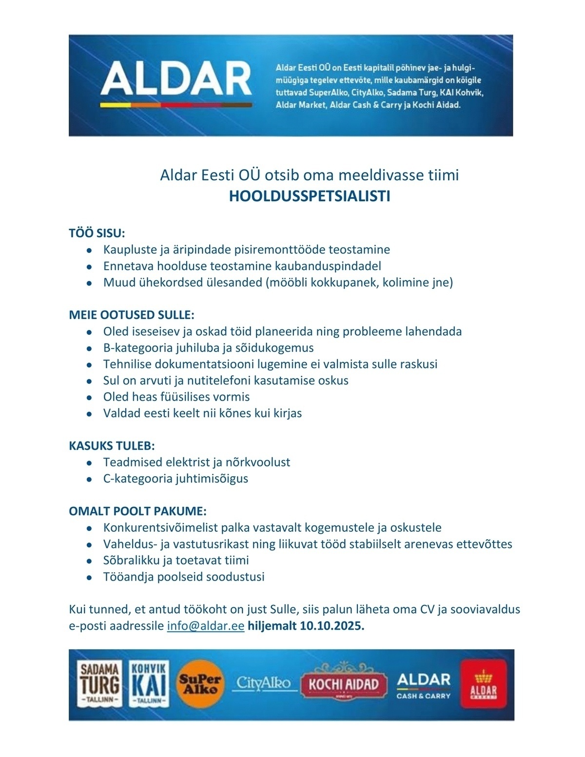 Aldar Eesti OÜ Hooldusspestialist